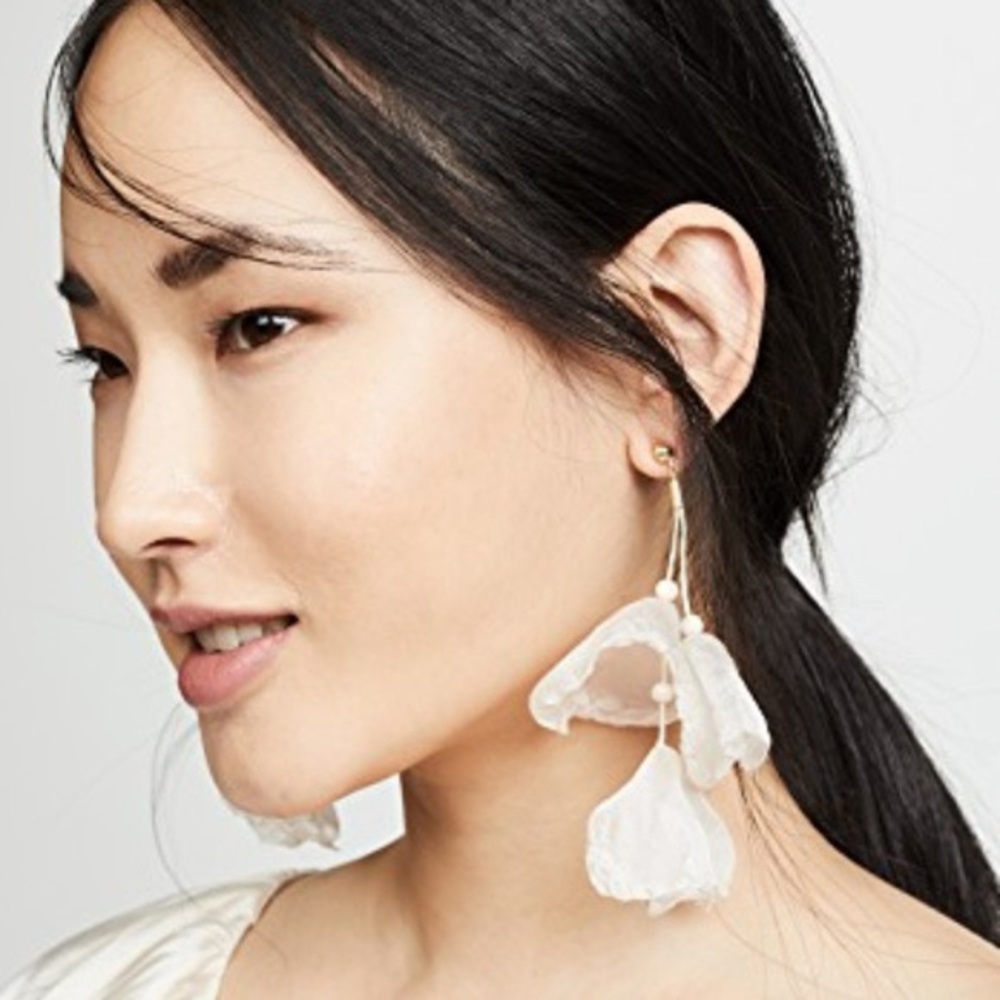 ISO Stella and ruby chiffon flower earrings ivory